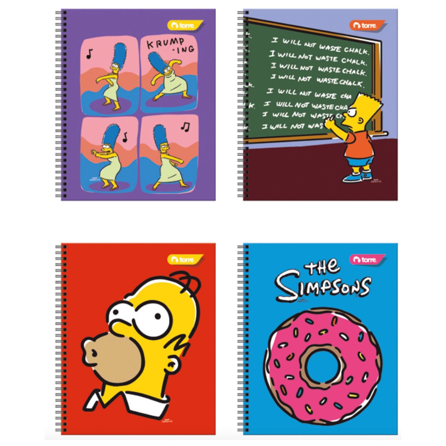 Pack 10 Cuadernos CLASICO SIMPSONS Universitario cuadriculado 7MM 100 Hjs