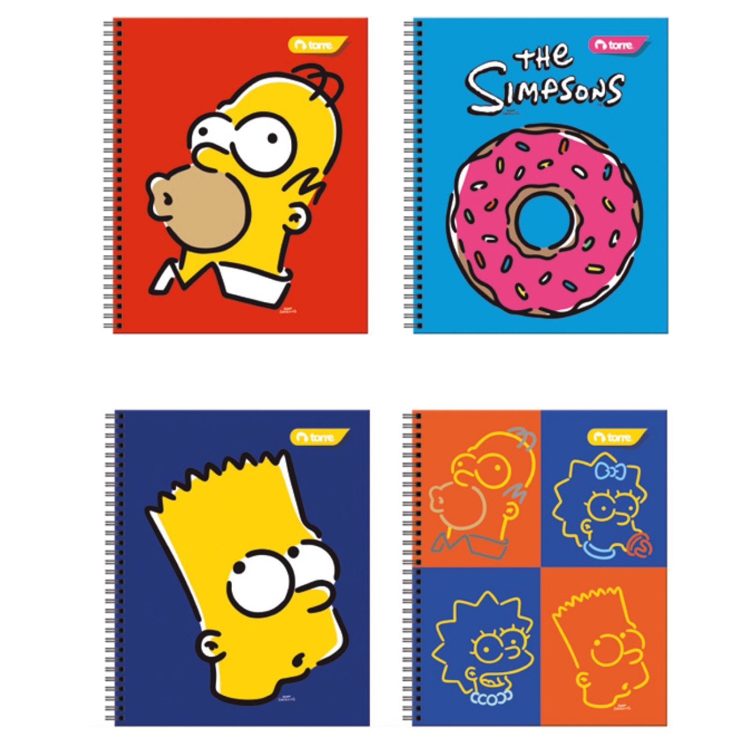 Pack 10 Cuadernos CLASICO SIMPSONS Universitario cuadriculado 7MM 100 Hjs