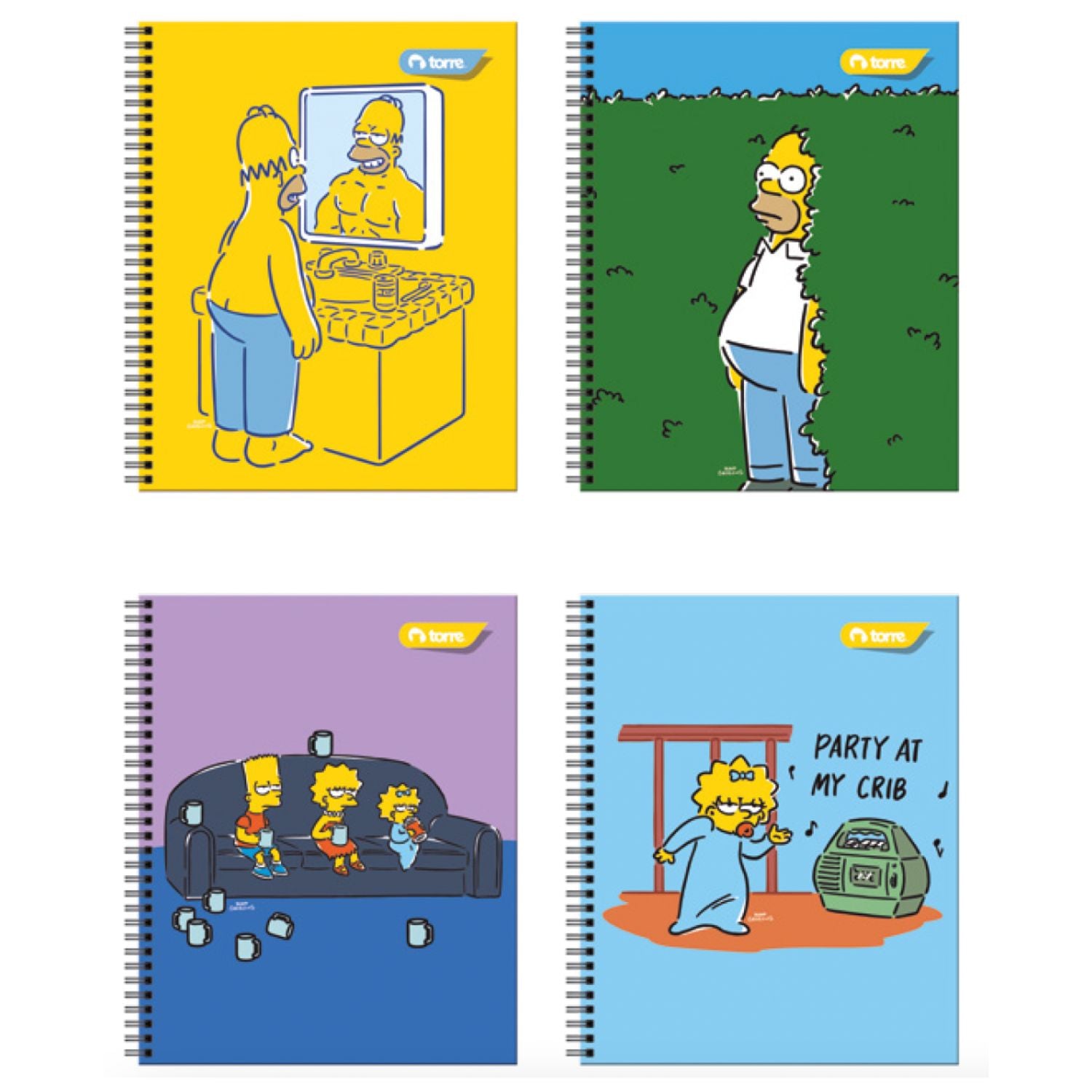 Pack 10 Cuadernos CLASICO SIMPSONS Universitario cuadriculado 7MM 100 Hjs