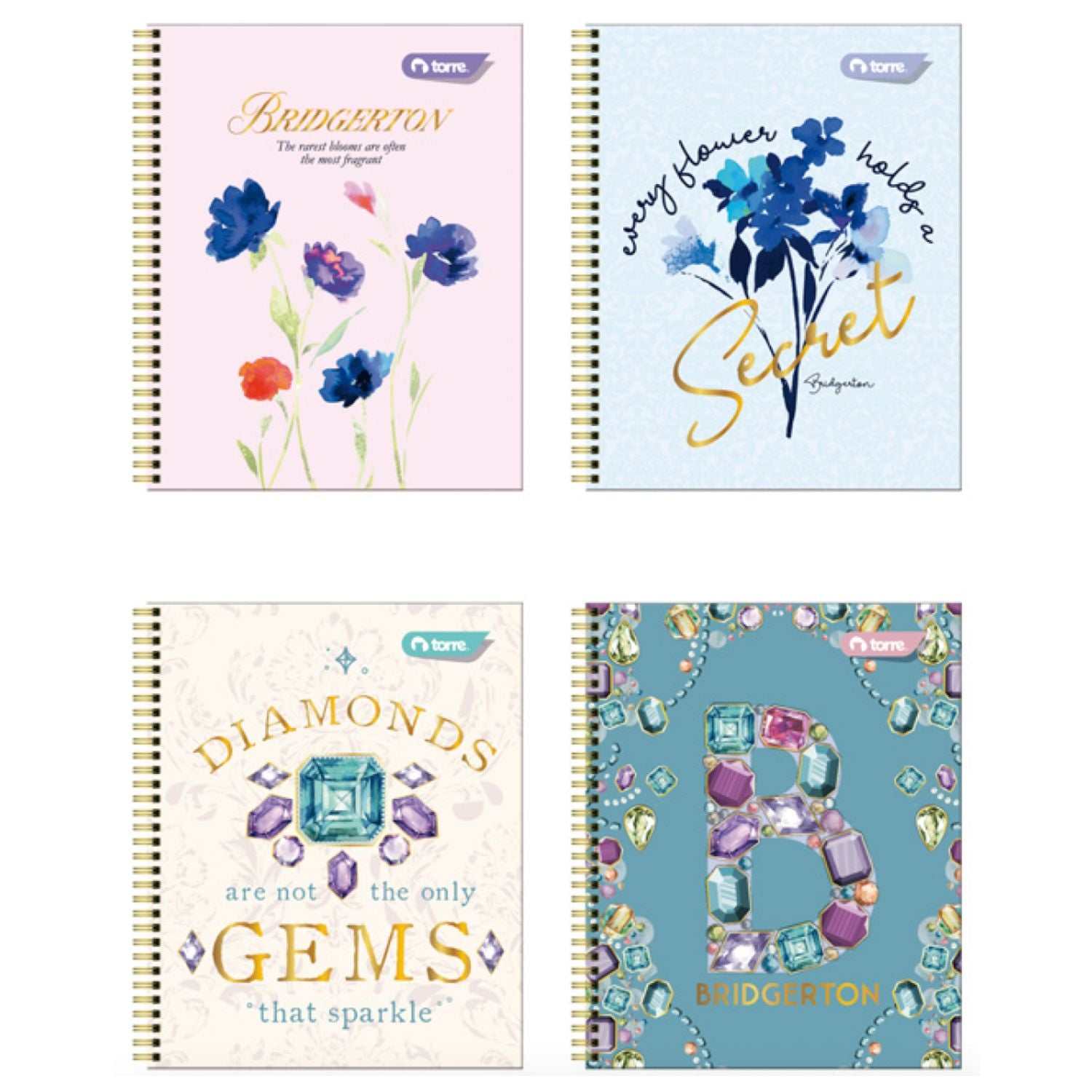 Pack 10 Cuadernos Clásicos BRIDGERTON cuadriculado 7MM 100 Hjs