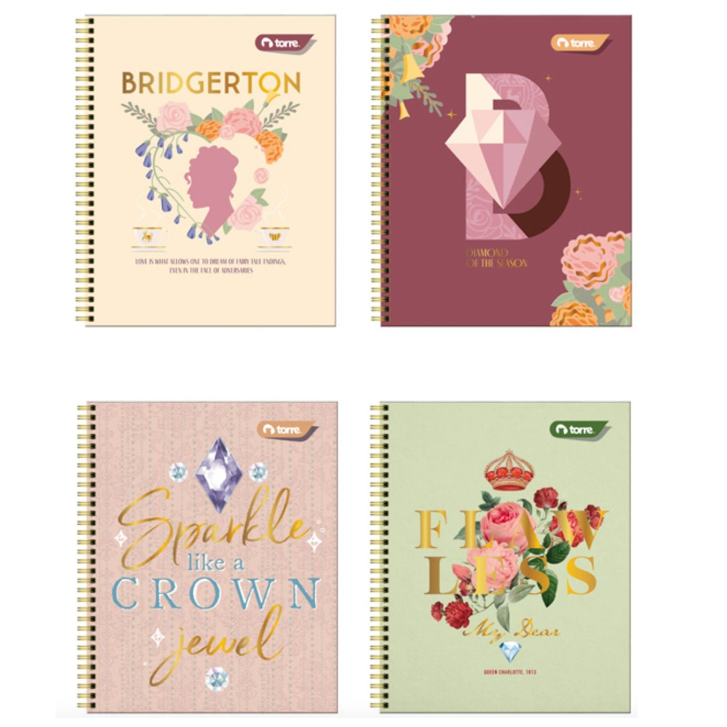 Pack 10 Cuadernos Clásicos BRIDGERTON cuadriculado 7MM 100 Hjs