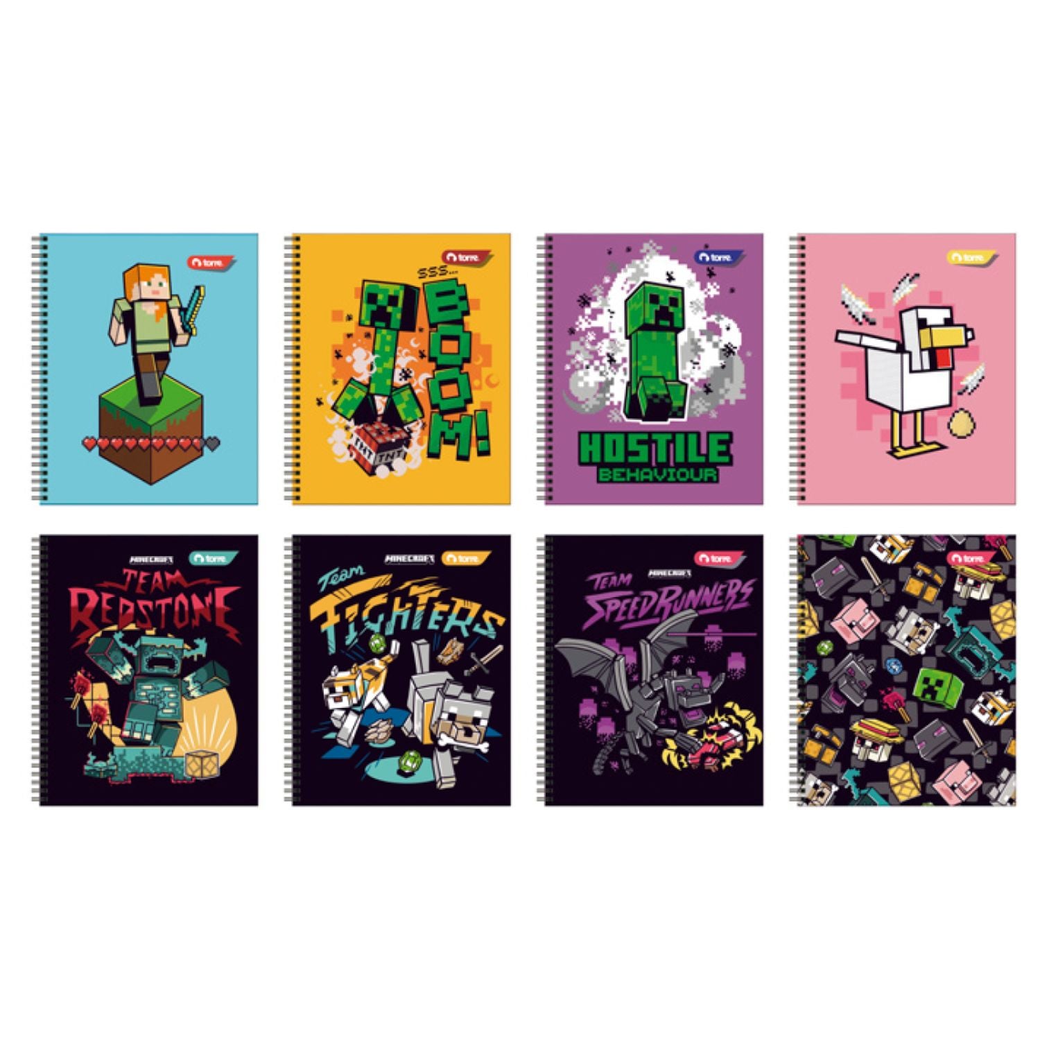 Pack 10 Cuadernos MINECRAFT Universitario cuadriculado 7MM 100 Hjs