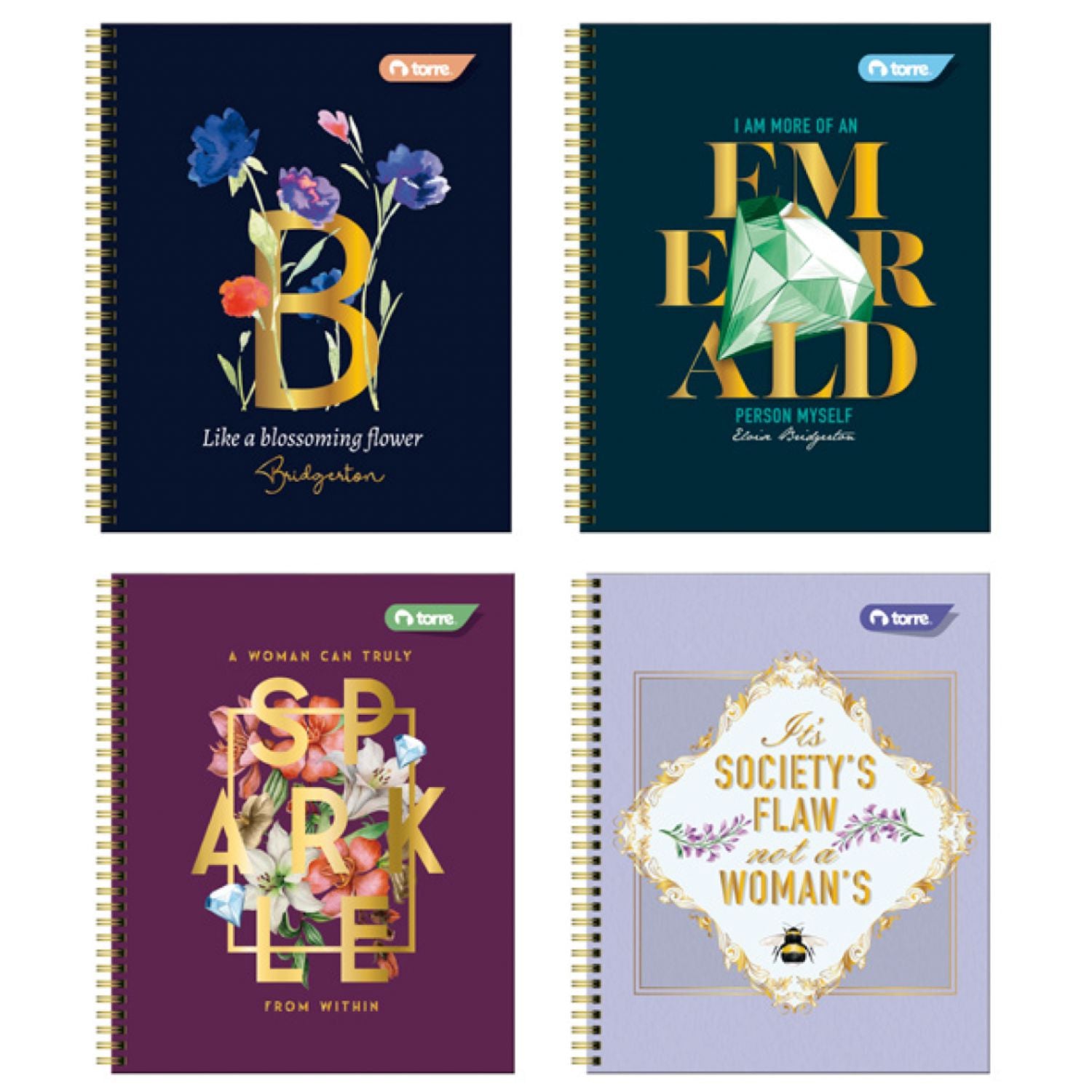 Pack 10 Cuadernos Clásicos BRIDGERTON cuadriculado 7MM 100 Hjs