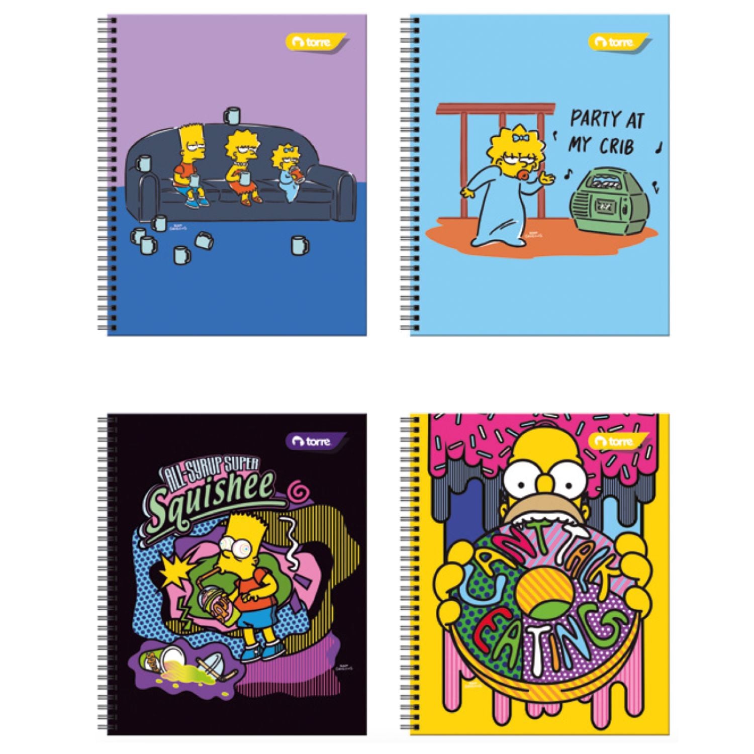 Pack 10 Cuadernos CLASICO SIMPSONS Universitario cuadriculado 7MM 100 Hjs