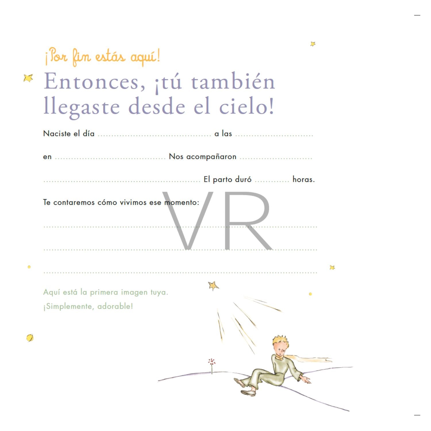 Álbum de nuestro bebé - EL PRINCIPITO